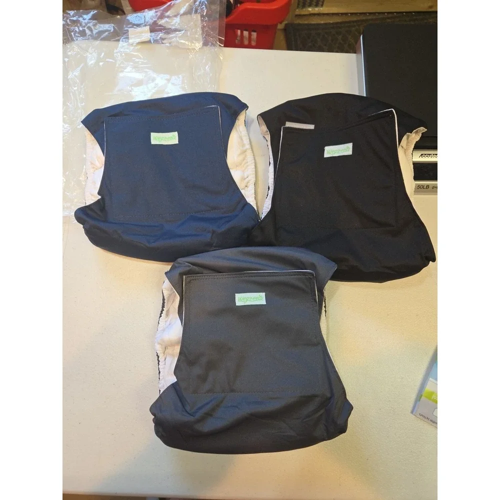 Lot of 3 Wegreeco Reusable Cloth Diapers Washable Adjustable Pocket Diapers New‎